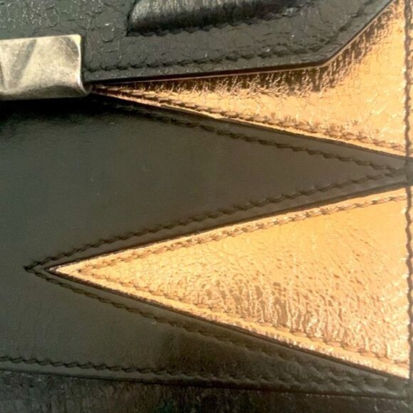 Rare Dannijo 2014 Black Leather Crossbody Clutch, Metallic Geometric Iconic Bag - Picture 5 of 12